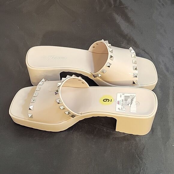 BRAND NEW FOREVER HANI STUDDED EMBELLISHMENTS JELLY BLOCK HEEL OPEN TOE SANDAL - Picture 7 of 13